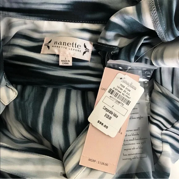 Nanette Lepore button front dress Midi collar belt pockets 1/2 tab sleeve Size 2 - Picture 8 of 10